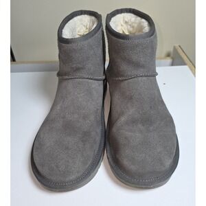Koolaburra by‎ UGG Women's Gray Suede Short  Shearling Boots Size 10 Cozy Winter